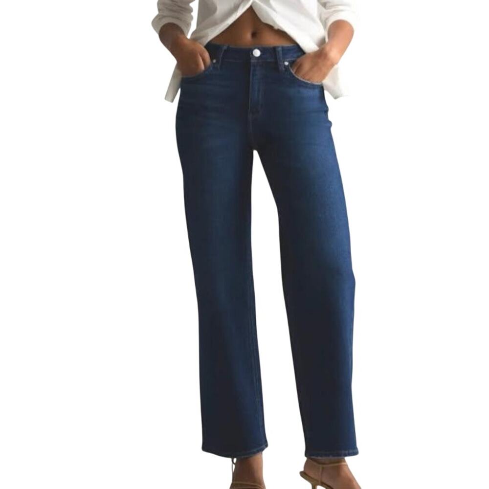 Quince Bella Stretch Relaxed Straight Stormy Blue Womens Classic Jeans Size 32